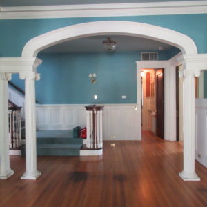 Picture of first floor of the building looking from the front door toward the stairs