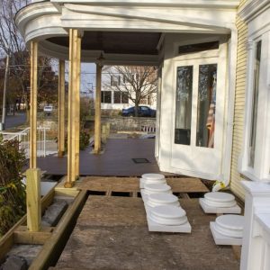 Porch of the building undergoing construction